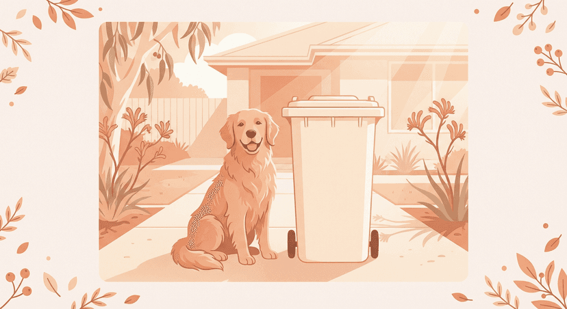 Dog with bin illustration